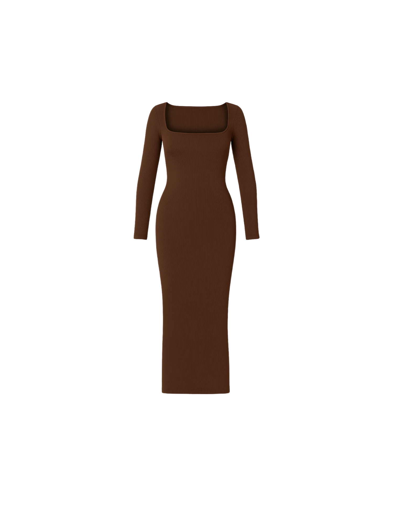 ANETTA ribbed bómull kjóll | SÚKKULAÐI