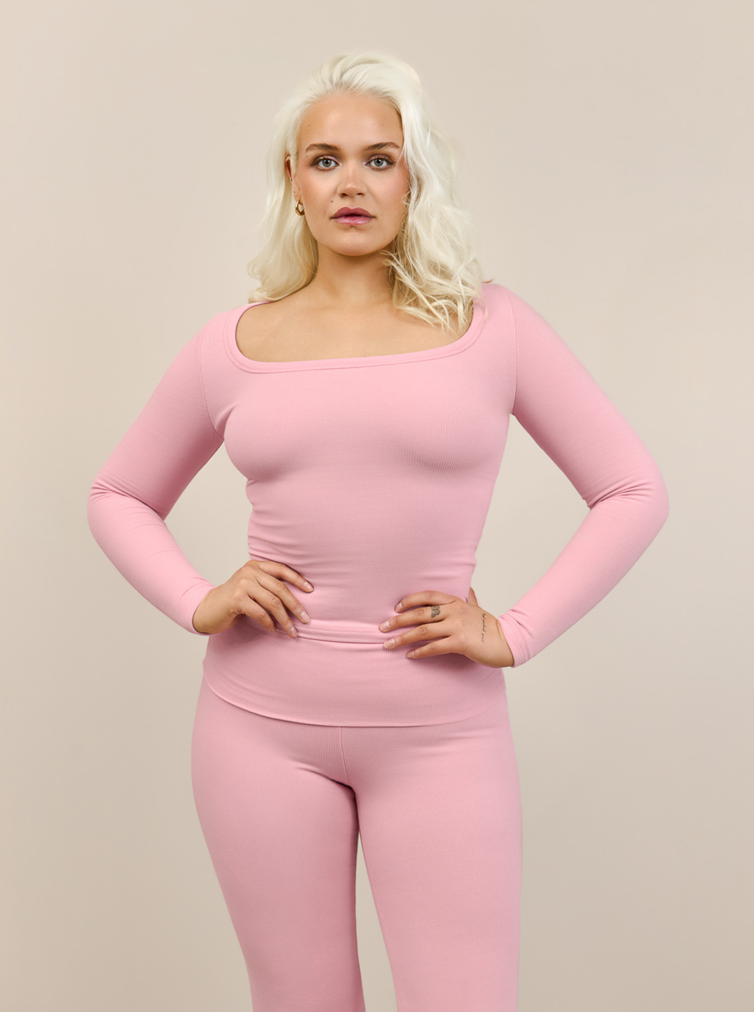 EIK double ribbed bómull langermabolur | ROSÉ