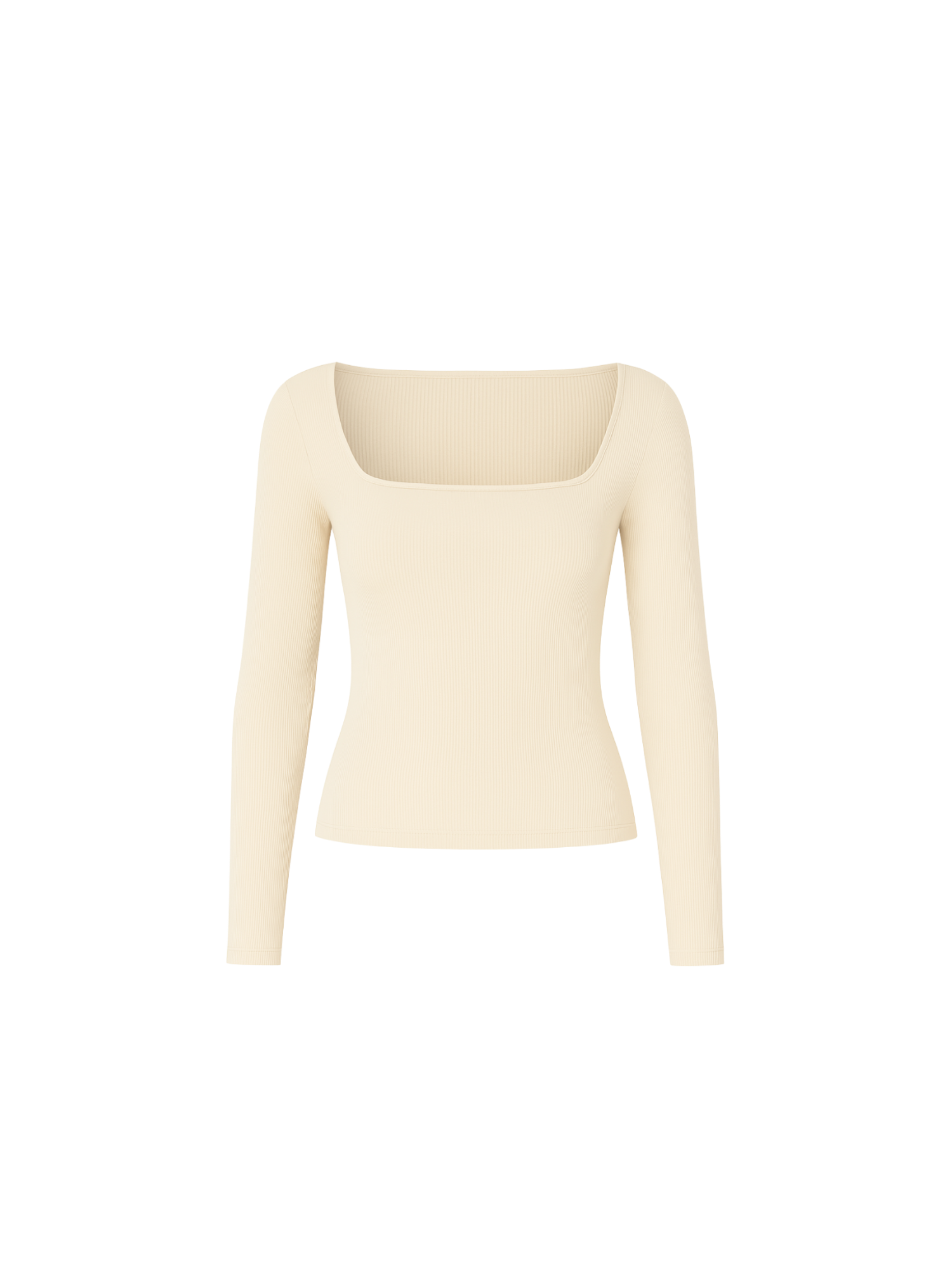 EIK double ribbed bómull langermabolur | CHAMPAGNE