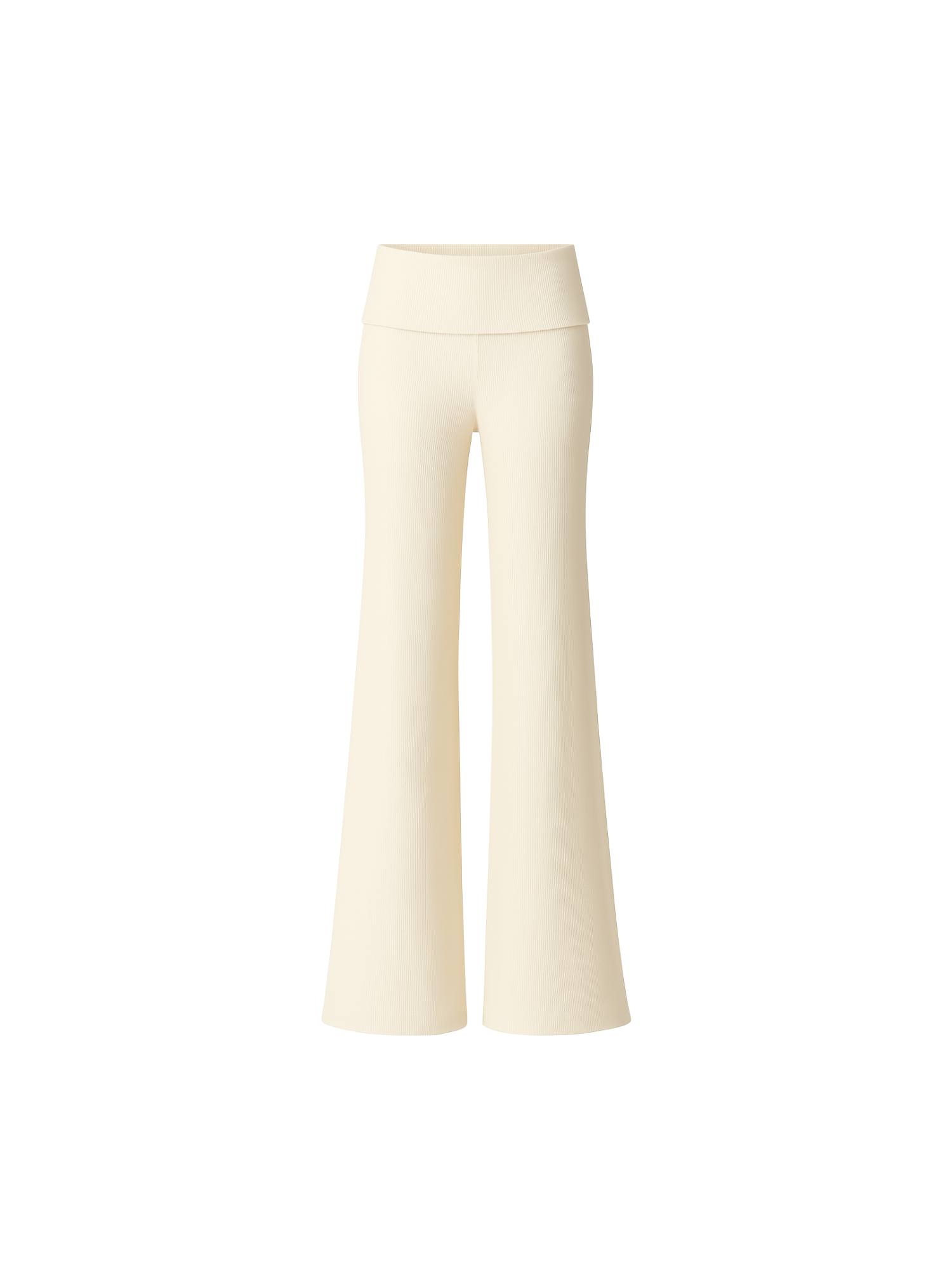 LEA double ribbed bómull buxur | CHAMPAGNE