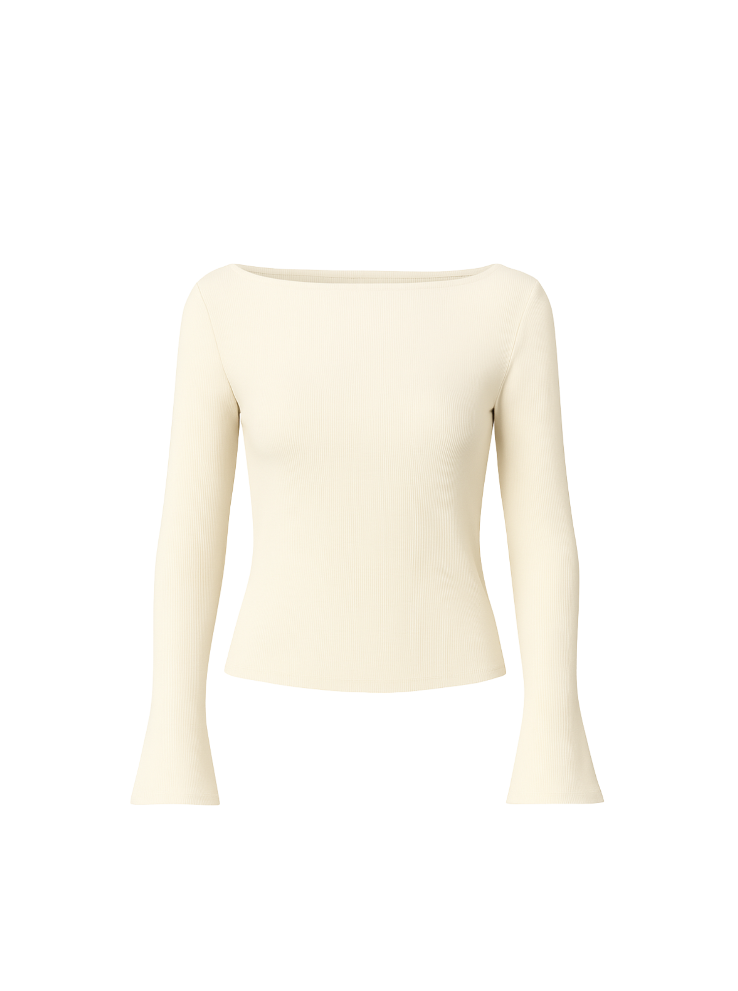 SAGA double ribbed bómull langermabolur | CHAMPAGNE