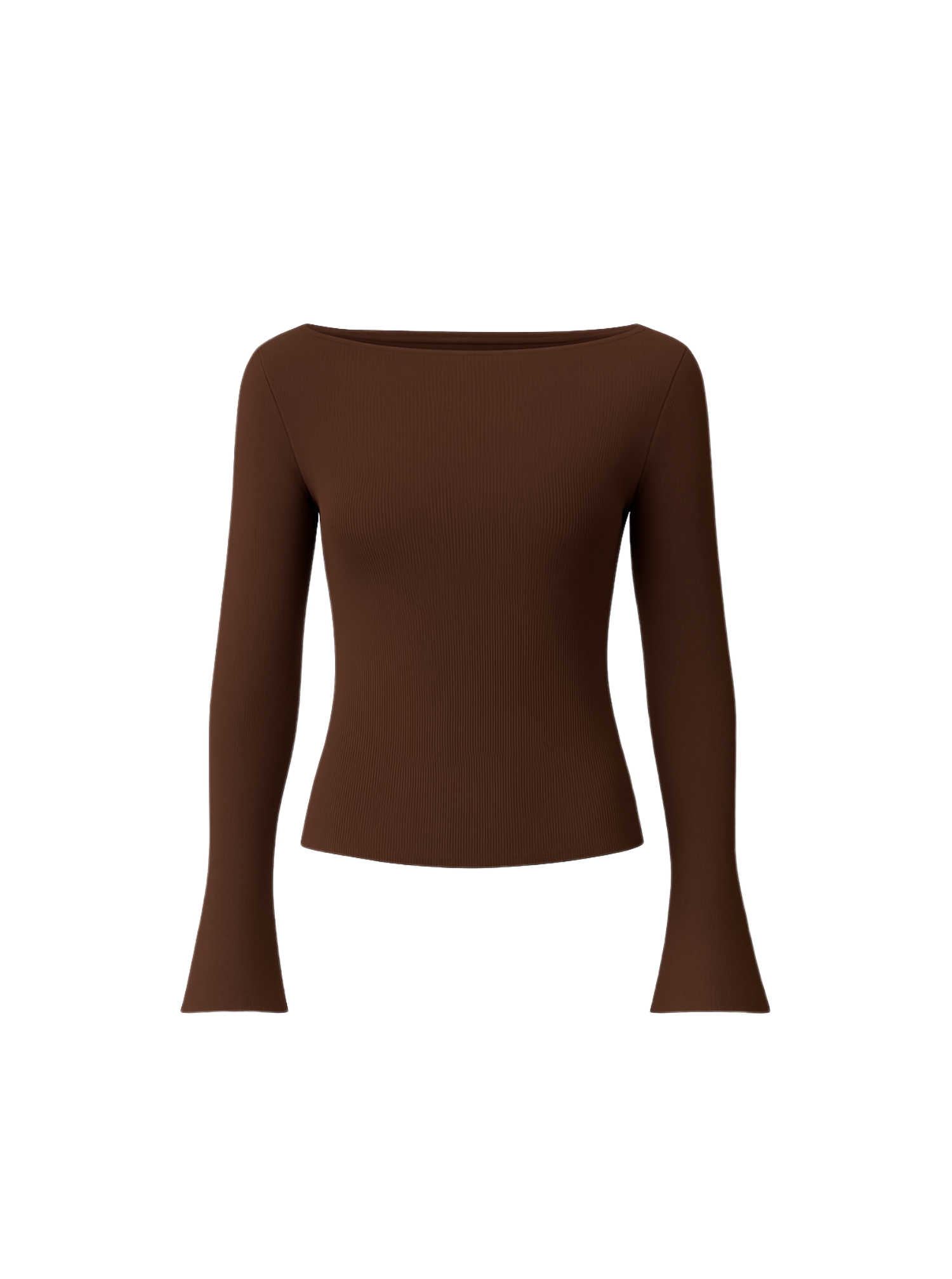 SAGA double ribbed bómull langermabolur | SÚKKULAÐI