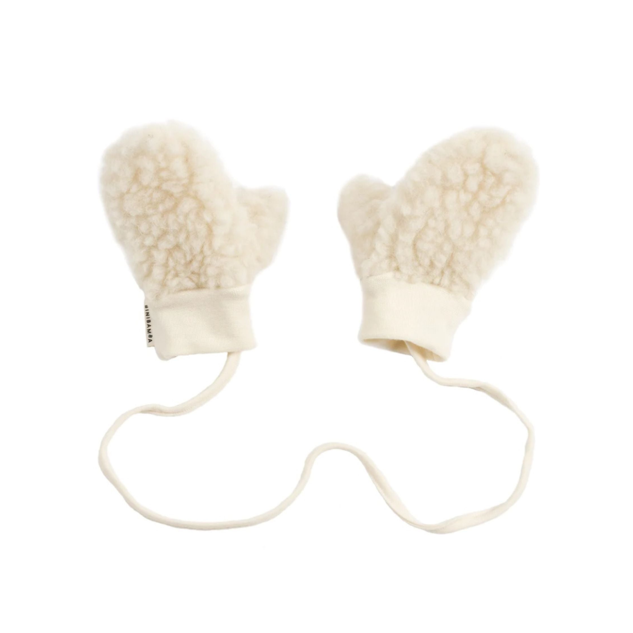 BINIBAMBA , BABY Teddy Merino Mittens | MILK - Heima er gott