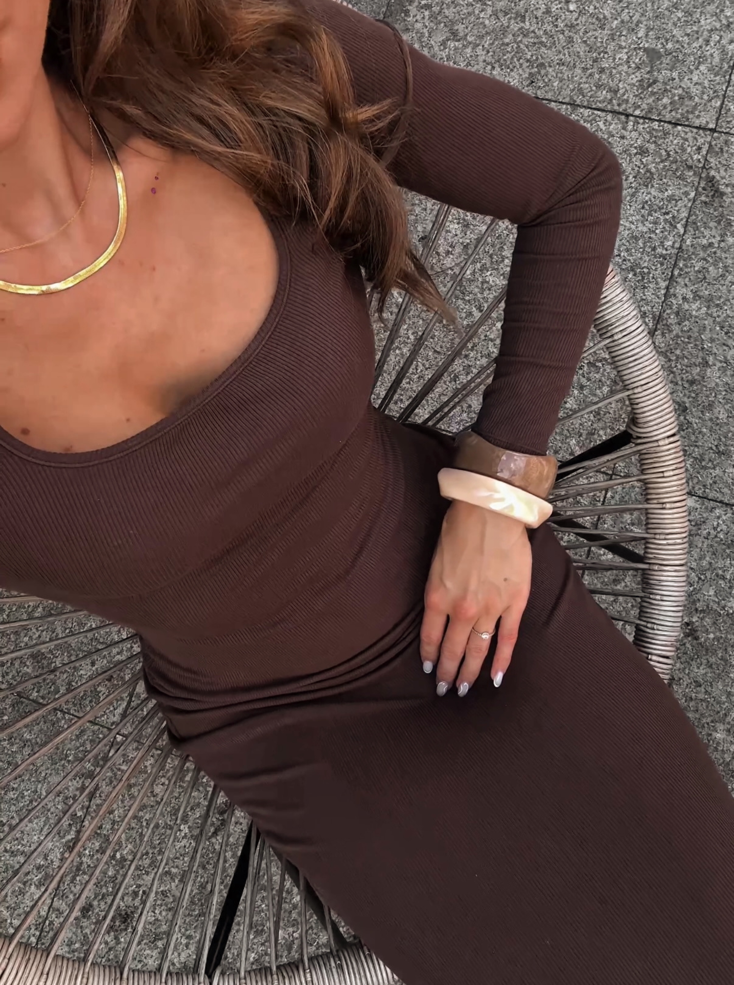 ANETTA ribbed bómull kjóll | SÚKKULAÐI