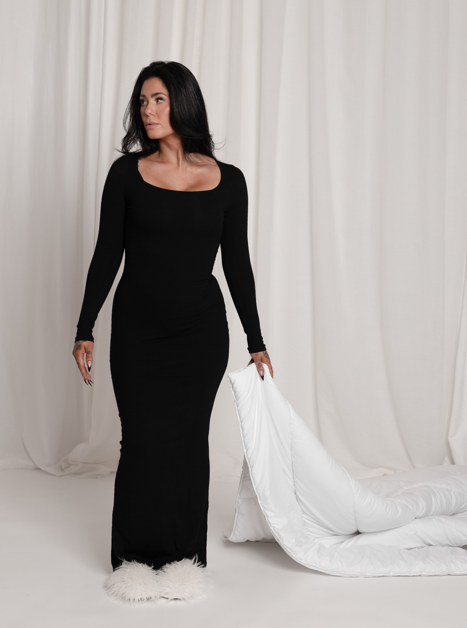 ANETTA ribbed bómull kjóll | LAKKRÍS
