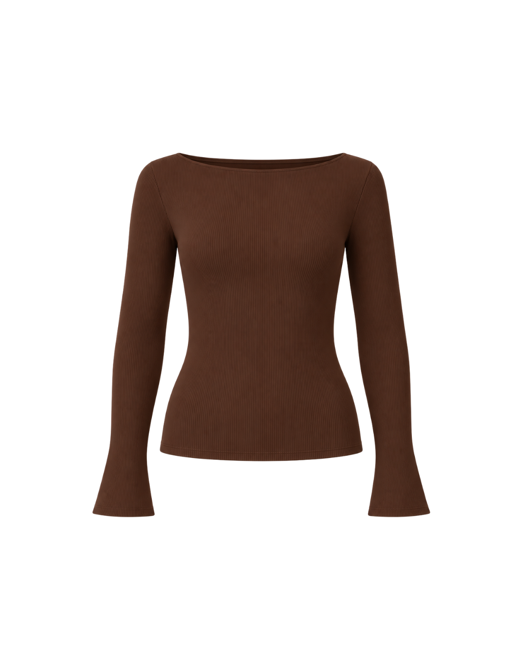 SAGA double ribbed bómull langermabolur | SÚKKULAÐI