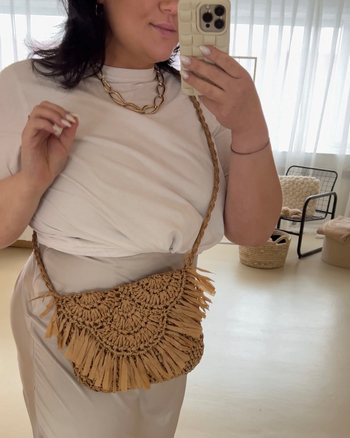 Heima er gott , Straw crossbody bag | brown - Heima er gott